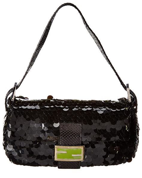 black sequin fendi baguette|fendi baguette handbags.